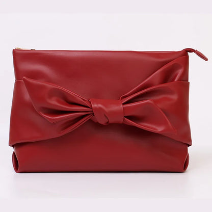 Classic Bow-decorated Clutch Bag Underarm Bag Simple Commuting Large-capacity Female Grace Evening Bag Exquisite Lipstick Purse