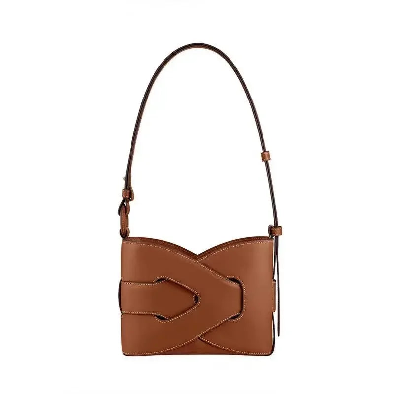 France New Niche High Appearance Level New High-grade Light Luxury Underarm Bag Leather Handbag Simple Woven Bag Woman