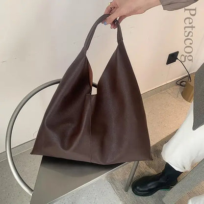 Luxury Fashion Soft Leather Handbags Women Brown Large Capacity Hand Bags Shopping Tote Female Casual Shoulder Bag Purse